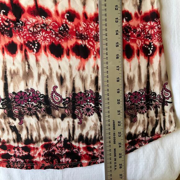 Carol Rose Women’s Sleeveless Blouse size L, Tan Purple & Red, Lace Details - Picture 3 of 5